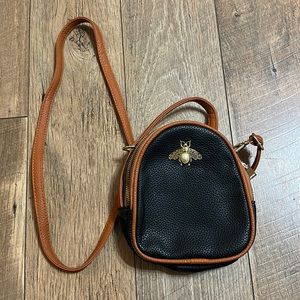 Faux leather bee crossbody